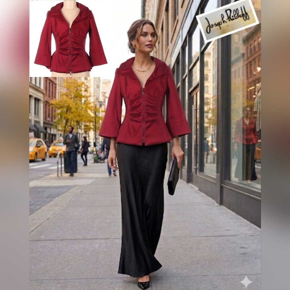 ❤️EUC Joseph Ribkoff Gorgeous Burgundy Peplum Jacket, Size 6